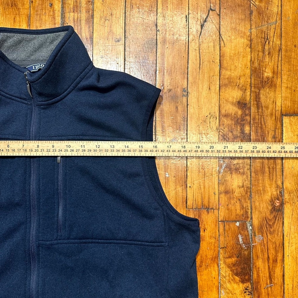 IZOD Sweater Vest Men's Large Navy Blue Fleece Sleeveless Full Zip Performance - Picture 3 of 7